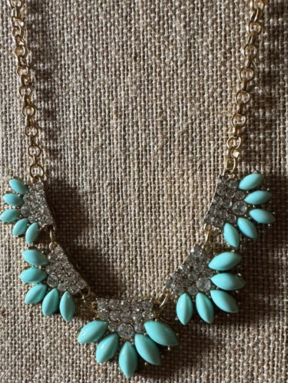 NWT Arizona Jean Co Gold Tone Mint Green Stone Rhinestone Statement Collar Neckl